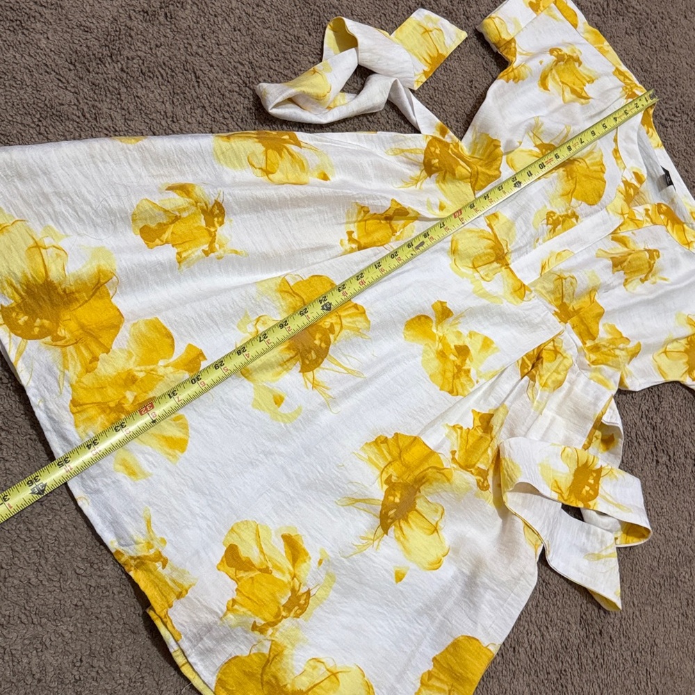 Simply Vera | Vera Wang-Rayon Blend Dress-Popover-Pockets-Ties-Yellow/White-XS - Picture 11 of 16